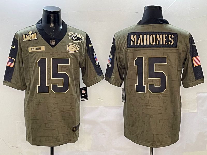 Men Kansas City Chiefs #15 Mahomes Green 2025 Nike Salute to Service Limited NFL Jersey style 6